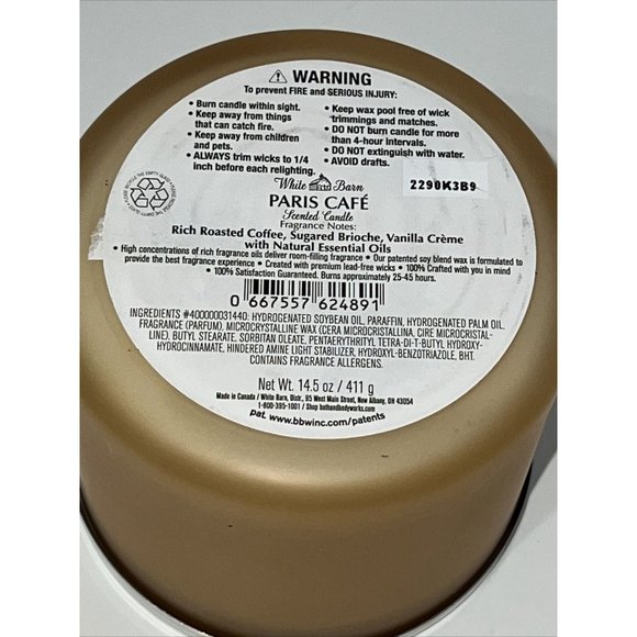 Bath & Body Works White Barn PARIS CAFE 3 wick candle 14.5 oz NEW in Box 2022 - Picture 11 of 13